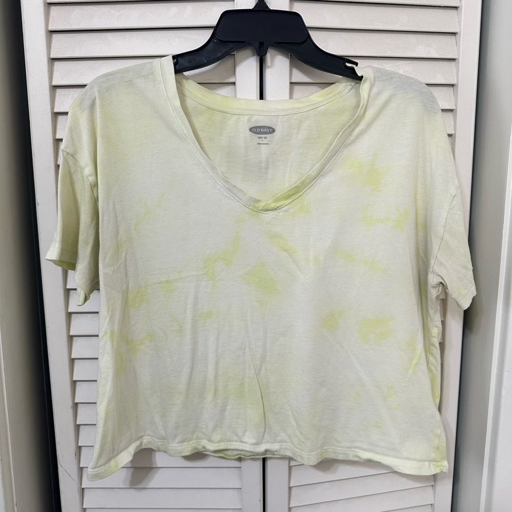 Old Navy Yellow Tie-Dye Crop Tee Size L